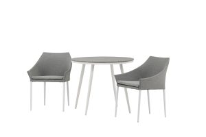 Matgrupp Utomhus - Venture Home Break Runt Matbord Ø90 Vit/Grå + 2 Spoga Matstolar Vit/Grå