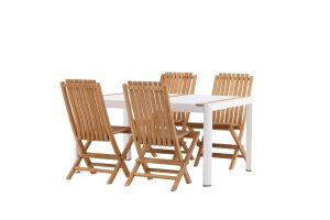 Matgrupp Utomhus - Venture Home Togo Matbord 150x100 Vit/Natur + 4 Ghana Matstolar Natur