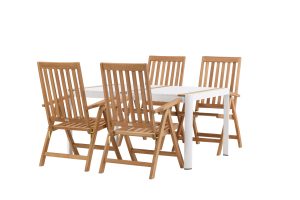 Matgrupp Utomhus - Venture Home Togo Matbord 150x100 Vit/Natur + 4 Kenya Positionsstolar Natur