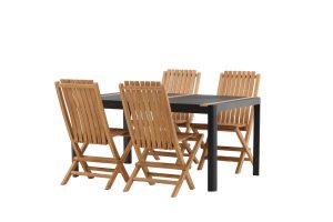 Matgrupp Utomhus - Venture Home Togo Matbord 150x100 Svart/Natur + 4 Ghana Matstolar Natur
