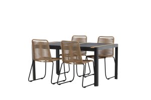 Matgrupp Utomhus - Venture Home Togo Matbord 150x100 Svart/Natur + 4 Lindos Matstolar Svart/Brun