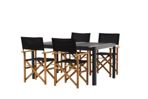 Matgrupp Utomhus - Venture Home Togo Matbord 150x100 Svart/Natur + 4 Marion Matstolar Natur/Svart