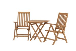 Matgrupp Utomhus - Venture Home Kenya Matbord 70x70 Natur/Teak + 2 Kenya Positionsstolar Natur/Teak