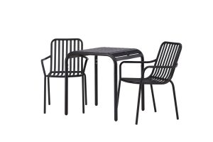 Matgrupp Utomhus - Venture Home Borneo Cafébord 70x70 Svart + 2 Peking Matstolar Svart