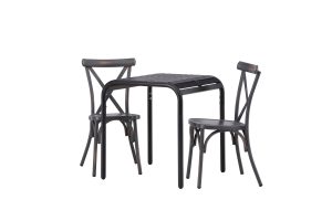 Matgrupp Utomhus - Venture Home Borneo Cafébord 70x70 Svart + 2 Tablas Matstolar Svart