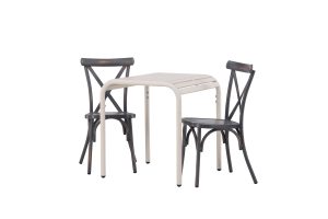Matgrupp Utomhus - Venture Home Borneo Cafébord 70x70 Beige + 2 Tablas Matstolar Svart