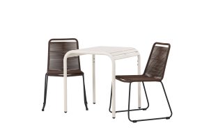 Matgrupp Utomhus - Venture Home Borneo Cafébord 70x70 Beige + 2 Lindos Matstolar Svart