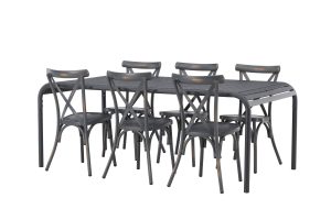 Matgrupp Utomhus - Venture Home Borneo Matbord 100x200 Svart + 6 Tablas Matstolar Svart