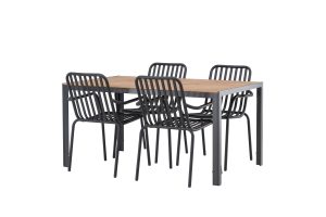 Matgrupp Utomhus - Venture Home Break Matbord 90x150 Svart/Natur + 4 Peking Matstolar Svart