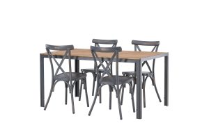 Matgrupp Utomhus - Venture Home Break Matbord 90x150 Svart/Natur + 4 Tablas Matstolar Svart