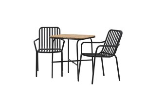 Matgrupp Utomhus - Venture Home Holmbeck Cafébord 55x70 Svart + 2 Peking Matstolar Svart