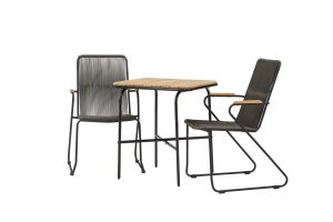 Matgrupp Utomhus - Venture Home Holmbeck Cafébord 55x70 Svart + 2 Bois Matstolar Svart/Mörkgrå