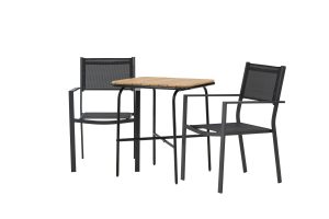 Matgrupp Utomhus - Venture Home Holmbeck Cafébord 55x70 Svart + 2 Copacabana Matstolar Svart