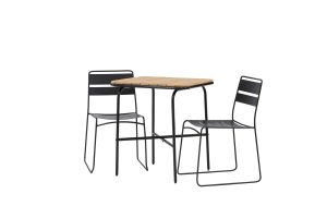 Matgrupp Utomhus - Venture Home Holmbeck Cafébord 55x70 Svart + 2 Lina Matstolar Svart