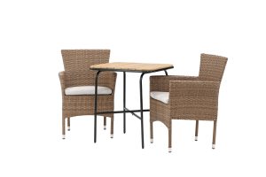 Matgrupp Utomhus - Venture Home Holmbeck Cafébord 55x70 Svart + 2 Malina Matstolar Natur