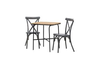Matgrupp Utomhus - Venture Home Holmbeck Cafébord 55x70 Svart + 2 Tablas Matstolar Svart
