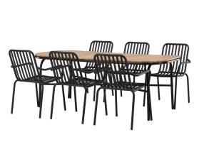 Matgrupp Utomhus - Venture Home Holmbeck Matbord 90x200 Svart + 6 Peking Matstolar Svart