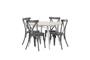 Matgrupp Utomhus - Venture Home Lina Runt Matbord Ø120 Beige + 4 Tablas Matstolar Svart
