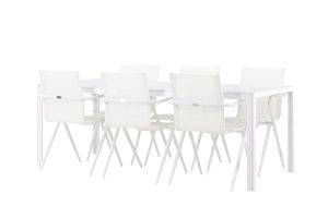 Matgrupp Utomhus - Venture Home Break Matbord 90x205 Vit + 6 Alina Matstolar Vit