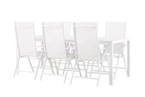 Matgrupp Utomhus - Venture Home Break Matbord 90x205 Vit + 6 Break Matstolar Vit