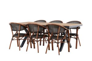 Matgrupp Utomhus - Venture Home Garcia Matbord 100x200 Brun + 6 Vila Matstolar Brun/Svart