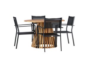 Matgrupp Utomhus - Venture Home Lumpur Runt Matbord Ø120 Natur + 4 Copacabana Matstolar Svart