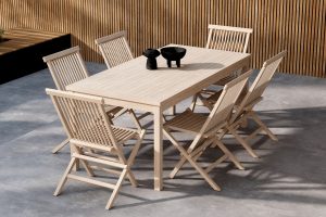 Matgrupp Utomhus - Venture Home Kenya Matbord 90x180 Vit + 6 Kenya Matstolar Vit