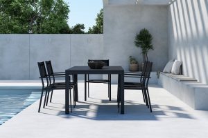 Matgrupp Utomhus - Venture Home Capo Matbord 160/240x100 Utdragbart Svart + 6 Copacabana Stolar