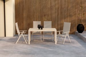 Matgrupp Utomhus - Venture Home Mirko Matbord 80x140 Beige + 4 Levanzo matstolar Beige