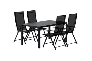 Matgrupp Utomhus - Venture Home Giardini Matbord 90x150 Svart + 4 Levanzo Positionsstolar Svart