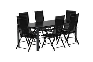 Matgrupp Utomhus - Venture Home Break Matbord Svart 90x205 + 6 Levanzo Positionsstolar Svart