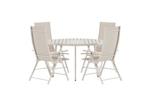 Matgrupp Utomhus - Venture Home Giardini Runt Matbord Ø120 Beige + 4 Levanzo Positionsstolar Beige