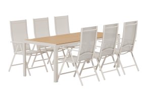 Matgrupp Utomhus - Venture Home Break Matbord 90x205 Beige + 6 Break Positionsstolar Beige
