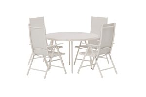 Matgrupp Utomhus - Venture Home Giardini Runt Matbord Ø120 Beige + 4 Break Positionsstolar Beige