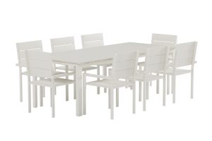 Matgrupp Utomhus - Venture Home Levels Matbord 100x229 Beige + 8 Levels Matstolar Beige