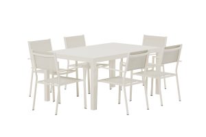 Matgrupp Utomhus - Venture Home Capo Matbord 160/240x100 Beige + 6 Copacabana Matstolar Beige