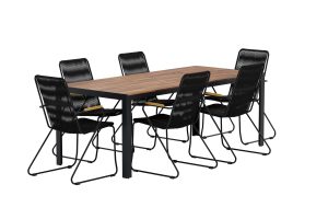 Matgrupp Utomhus - Venture Home Bois Matbord 205x90 Natur/Svart + 6 Bois Matstolar Svart/Natur