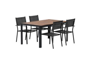 Matgrupp Utomhus - Venture Home Break Matbord 150x90 Svart + 4 Copacabana Matstolar Svart