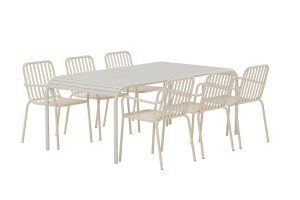 Matgrupp Utomhus - Venture Home Borneo Matbord 200x100 Beige + 6 Peking Matstolar Beige