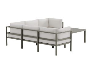 Loungegrupp Utomhus - Venture Home Copacabana Hörnsoffa 5 Moduler + Soffbord Brun/Vit inkl. dynor