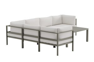 Loungegrupp Utomhus - Venture Home Copacabana Hörnsoffa 6 Moduler + Soffbord Brun/Vit inkl. dynor