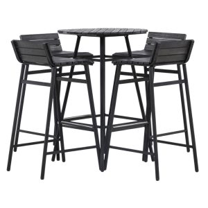 Barset Utomhus - Venture Home Mexico Barbord Ø65 x 95 cm + 4 Barstolar Svart