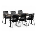 Matgrupp Utomhus - Venture Home Togo Matbord 200x100 Svart/Natur + 6 Matstolar Bois Svart