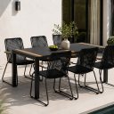 Matgrupp Utomhus - Venture Home Togo Matbord 200x100 Svart/Natur + 6 Matstolar Bois Svart
