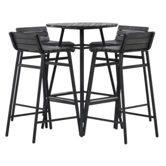 Barset Utomhus - Venture Home Mexico Barbord Ø65 x 95 cm + 4 Barstolar Svart