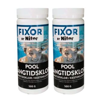 Klorgranulat Pool Fixor by Nitor Långtidsklor med antialg 500g 2-pack