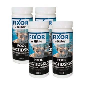 Klorgranulat Pool Fixor by Nitor Långtidsklor med antialg 500g 4-pack