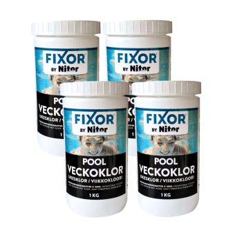 Klorpuckar Pool Fixor by Nitor Veckoklor 200g, 1kg 4-pack