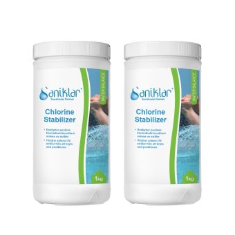 Klorstabilisator Saniklar Chlorine Stabilizer 1kg 2-pack Framifrån