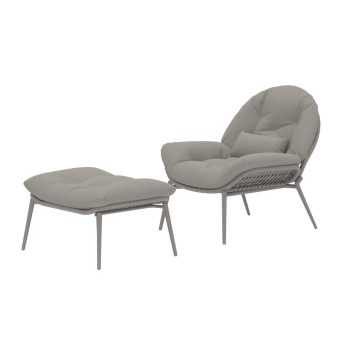 Loungefåtölj med Fotpall Utomhus - Venture Home Cala Beige inkl. dynor